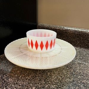 Vintage Fire King Red Diamond Bowl